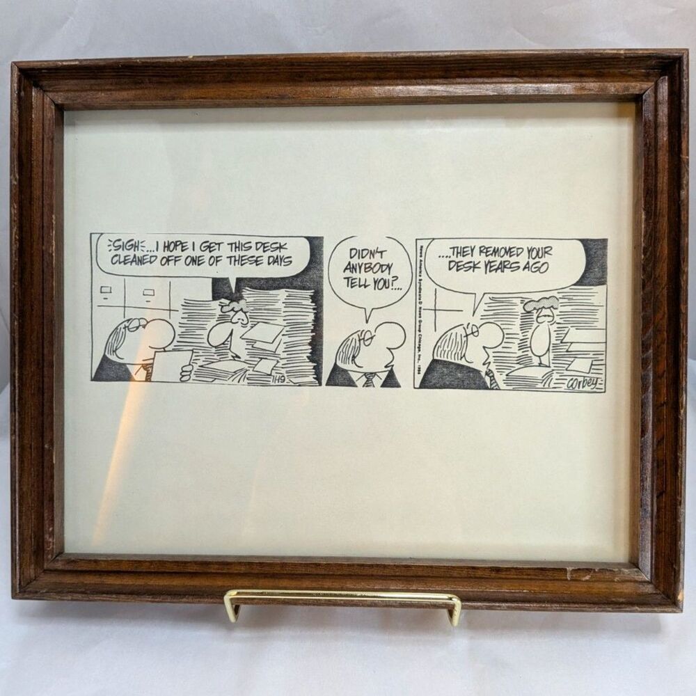 Vintage 1984 Corbey Office Comic King Features Syndicate Framed Cartoon